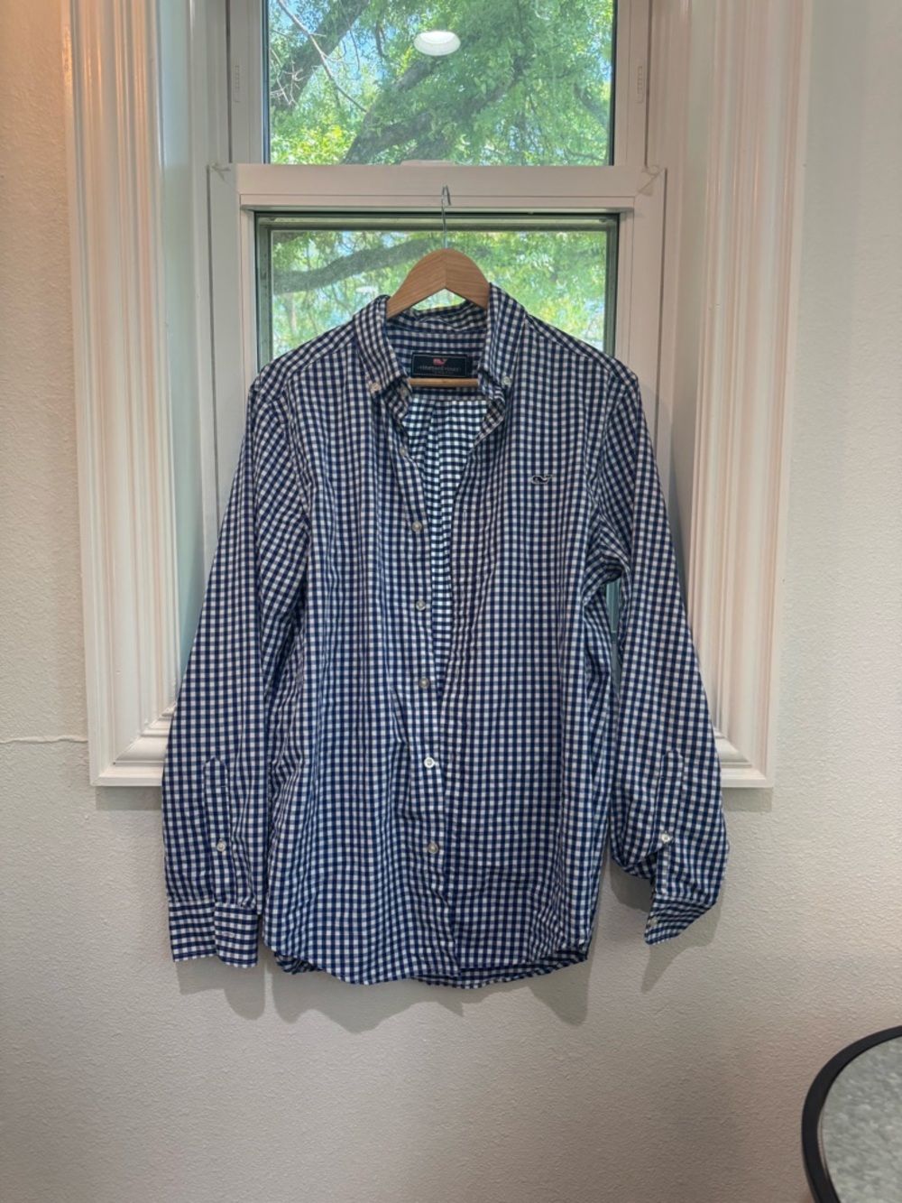 Vineyard Vines Blue and White Gingham Button-Down Shirt - Men's
